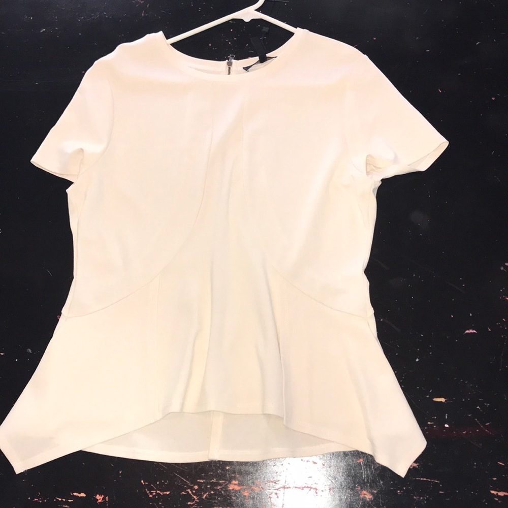 BCBGMAXAZRIA cream zip up blouse